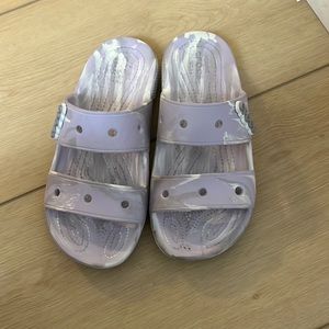 Purple marble Crocs